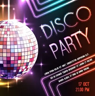 disco night party neon background vector