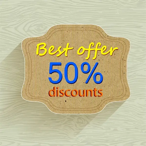 discount banner with grey tray on wooden pattern