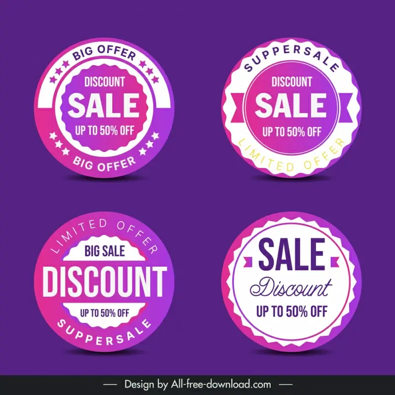 discount stamp templates collection elegant flat circle shapes