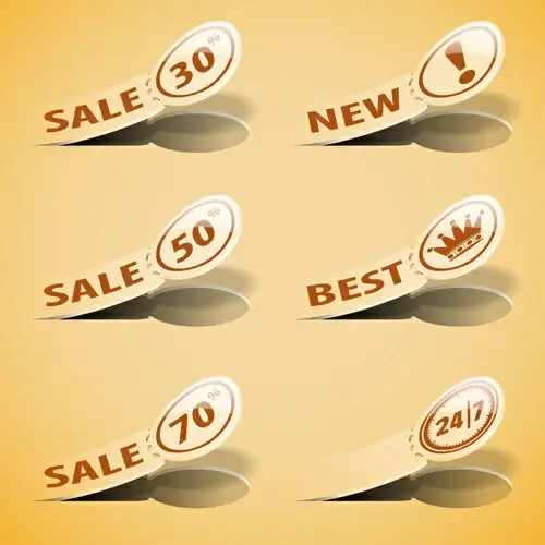 discounts sale sticker vector set
