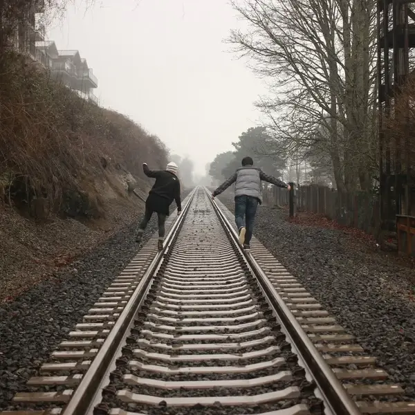 distance fog journey line locomotive parallel path