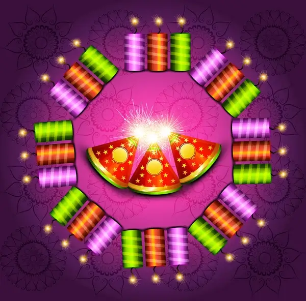 diwali crackers hindu festival bright colorful vector design