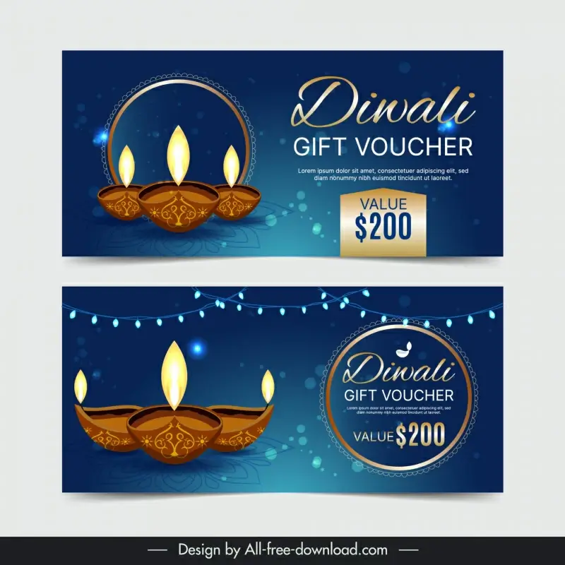 diwali voucher template elegant modern cultural candle light decor