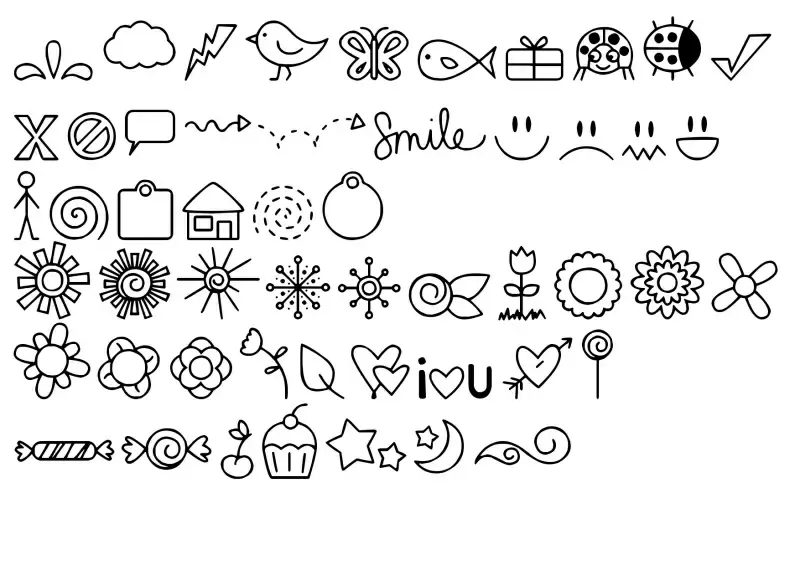 DJB Doodled Bits Font in truetype .ttf opentype .otf format free and