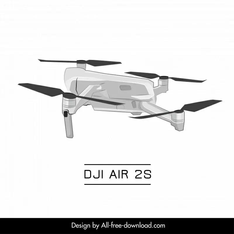 dji air 2s drone flycam design element 3d side view  