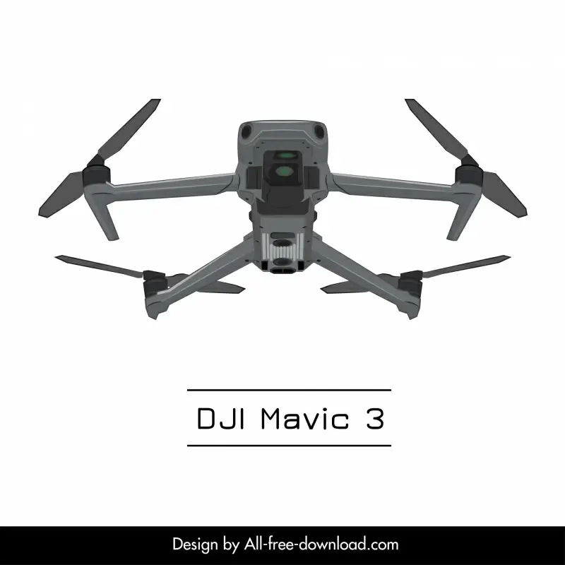 dji mavic 3 drone flycam design element 3d symmetric bottom view