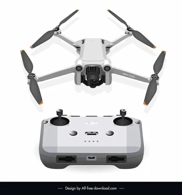 dji mini 3 pro drone flycam design elements modern realistic 3d