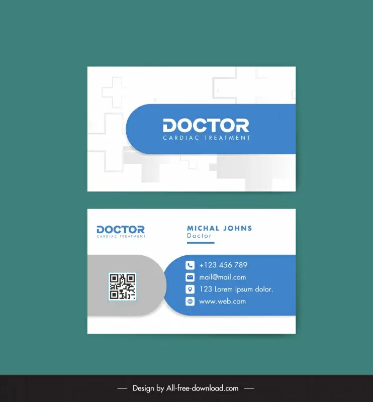 doctor business card template flat geometric medical cross