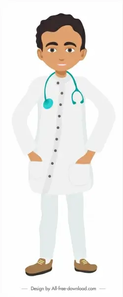 doctor job icon colored cartoon character sketch