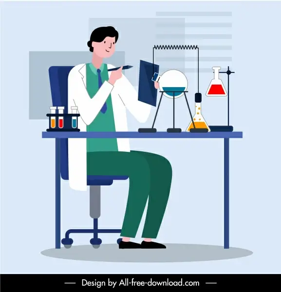 doctor laboratory occupation painting colored cartoon design