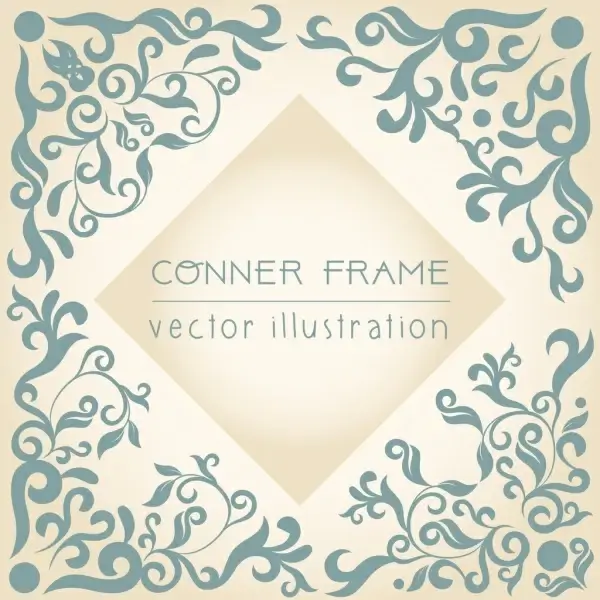 document corner frame template classical flat curves decor 