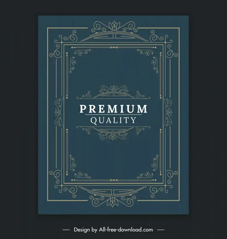 document cover template dark elegant symmetric vintage frames  