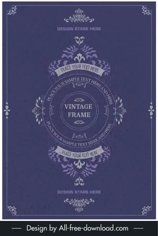 document cover template purple vintage frames decor 