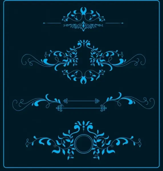 document decorative design elements classical dark blue curves