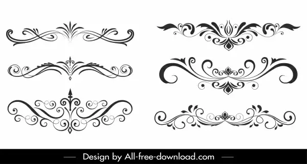 document decorative elements classical symmetrical curves sketch