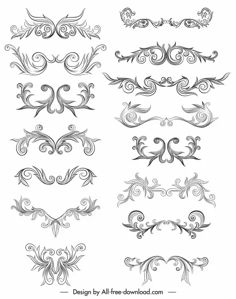 document decorative elements elegant symmetric curves decor