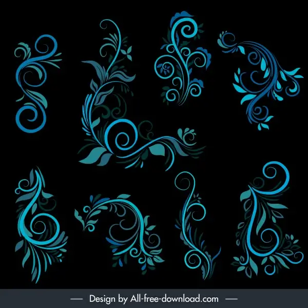 document decorative elements flora sketch elegant curves design