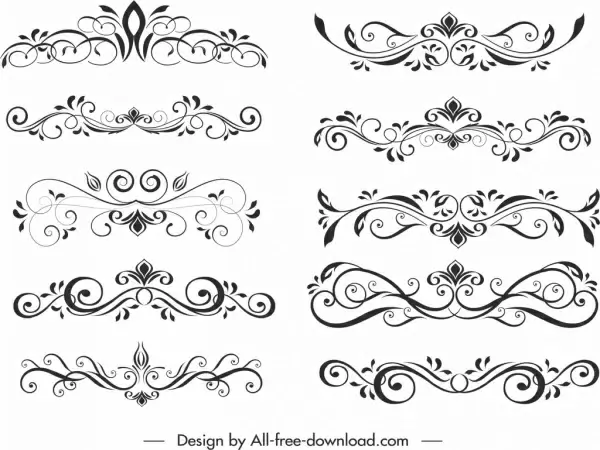document decorative elements templates elegant classical symmetrical curves