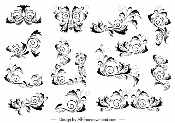 document decorative templates elegant classic curves sketch