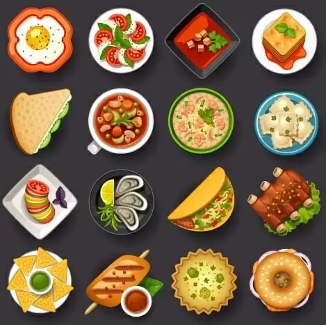 dofferemt food icons set vector