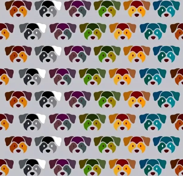 dog head background colored repeating decoration
