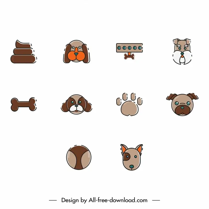 dog icon sets classic flat symbols outline