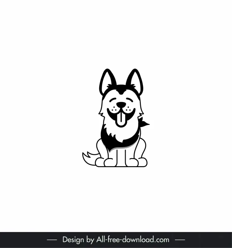 dog logotype icon cute flat handdrawn outline  
