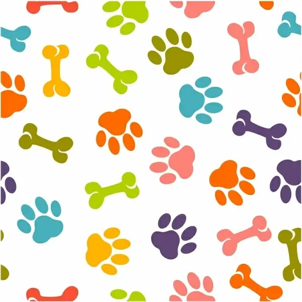 Dog paw seamless pattern