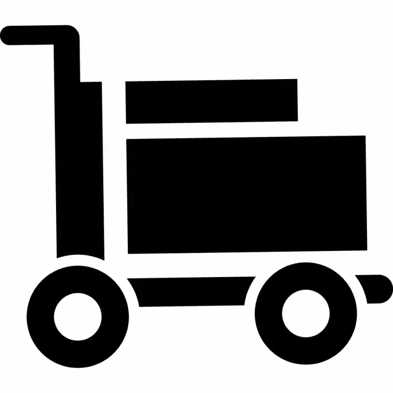 dolly flatbed sign icon flat black white contrast outline