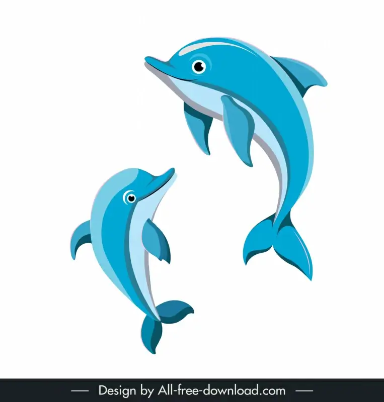 dolphin swimming design elements cute cartoon 
