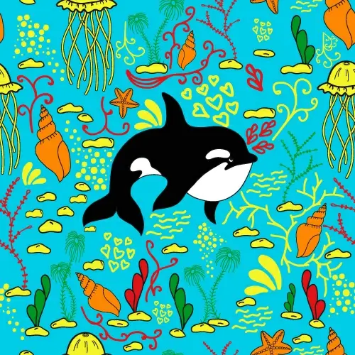 dolphin with sea seamless pattern vector