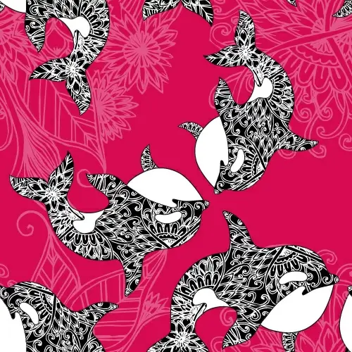 dolphin with sea seamless pattern vector