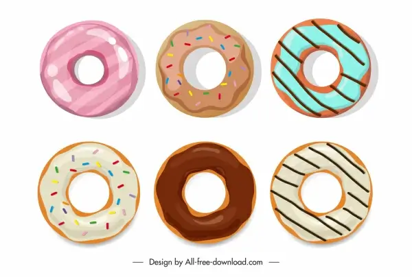 donut icons colored flat classic sketch