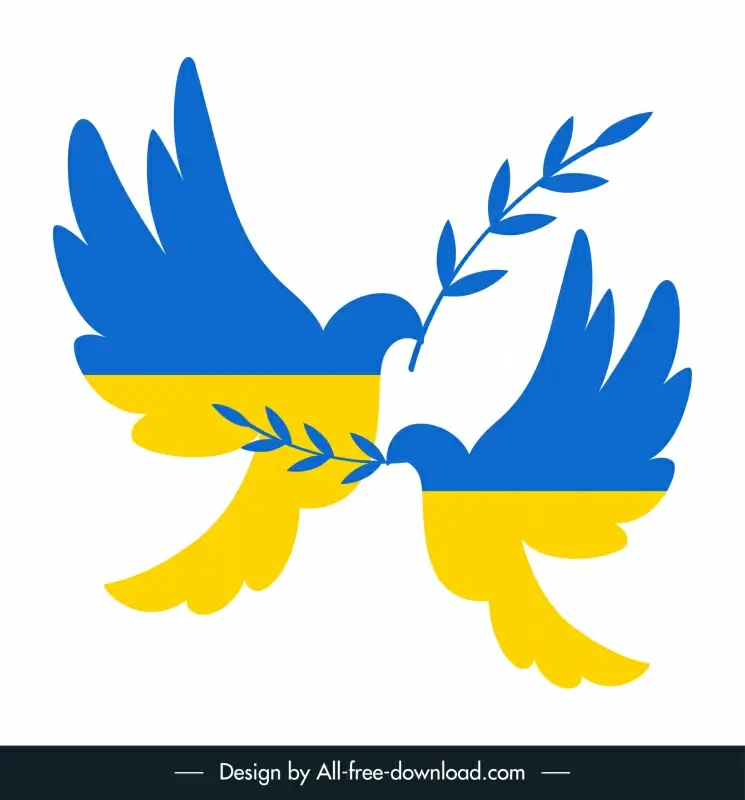 dove of peace design elements silhouette ukraine flag elements sketch