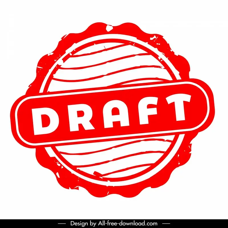 draft stamp sign template classic serrated circle curved lines
