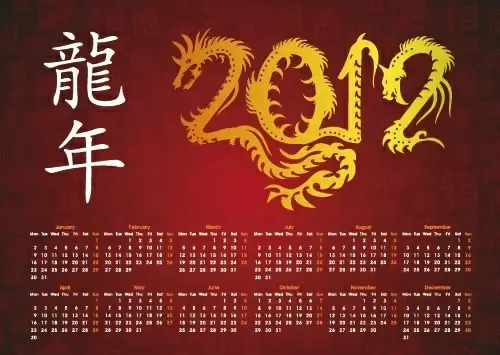 dragon calendar year background 02 vector