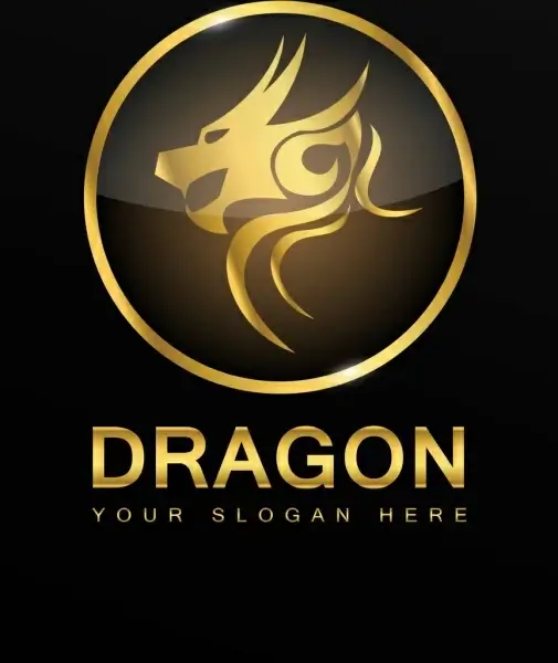 dragon logotype yellow shiny decoration circle design