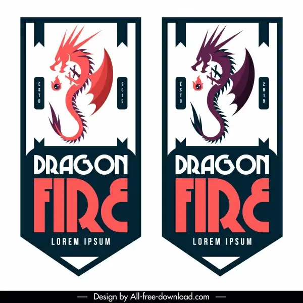 dragon tag template artistic vertical design