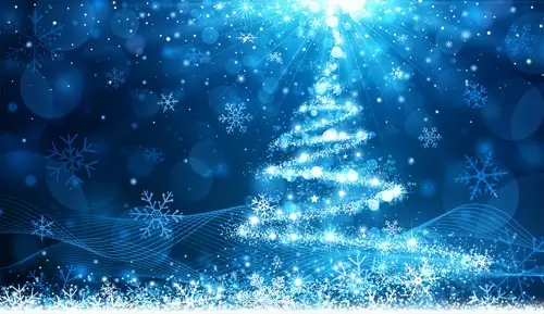 dream christmas tree blue background