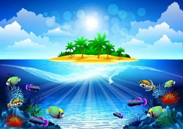 dream seawater background 04 vector