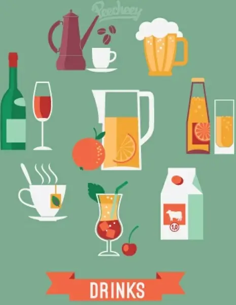 drinks flat illustrations