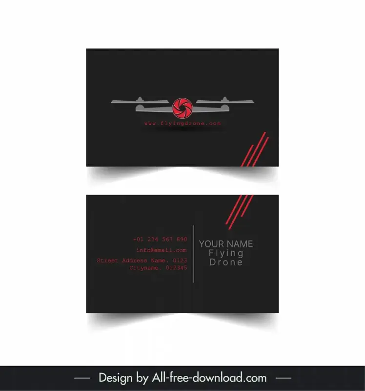 drone business card template elegant dark