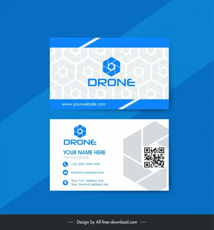 drone business cards template geometric blurred lens sketch