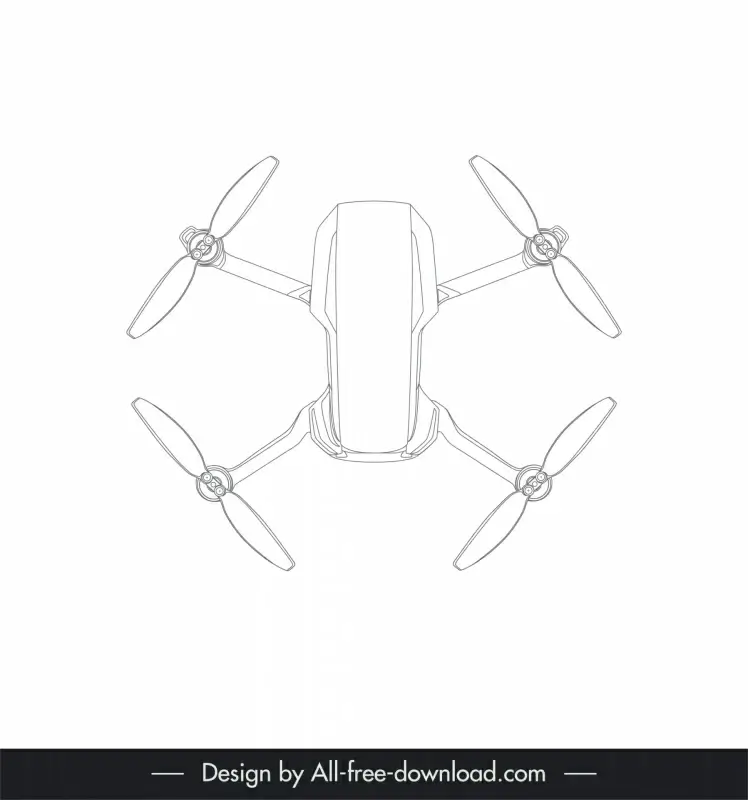 drone flycam design elements flat black white handdrawn symmetry