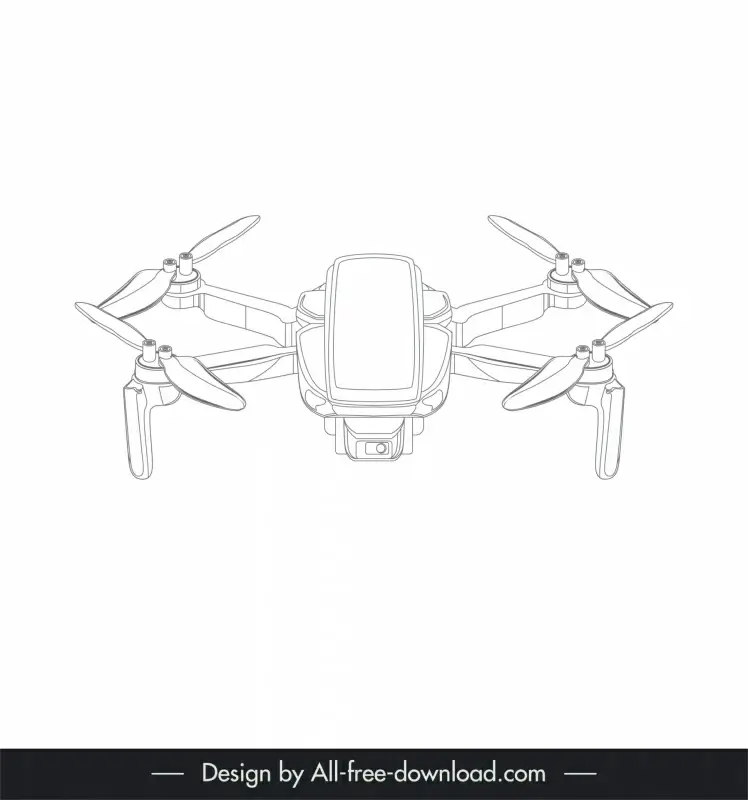 drone flycam device design elements handdrawn 3d outline