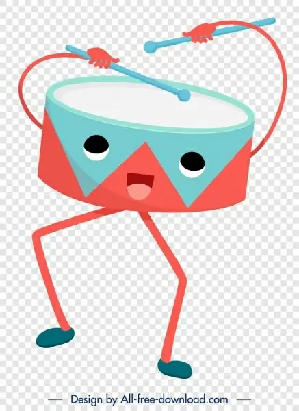 drum music instrument icon cute stylized cartoon design