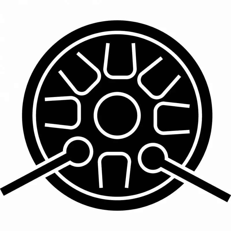 drum steelpan sign icon flat contrast symmetric black white outline