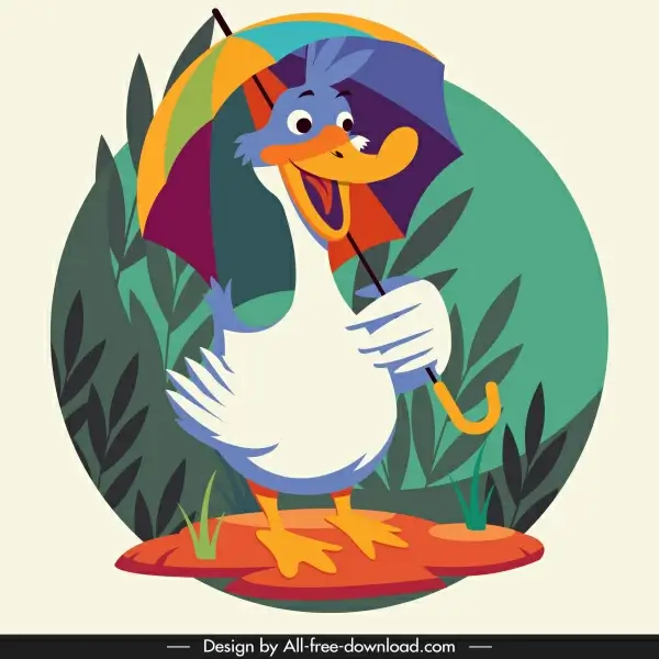 duck animal icon cute cartoon character stylized design