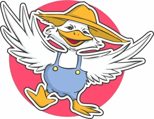 duck sticker template funny stylized cartoon character