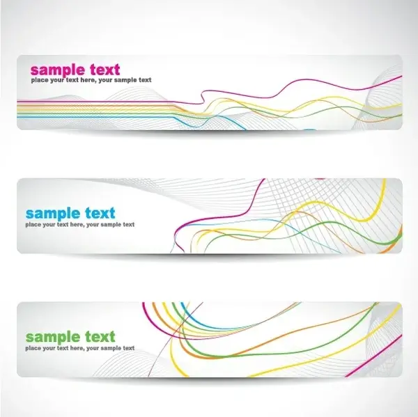 banner templates bright colorful dynamic curved lines decor